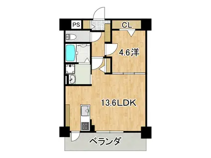 山中ハイツIV(1LDK/2階)の間取り写真