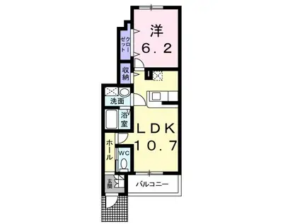 グランツ西蔵前(1LDK/1階)の間取り写真
