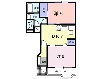エクセラン大津B(2DK/1階)の間取り写真