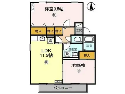 ロイヤルファミールII C棟(2LDK/2階)の間取り写真