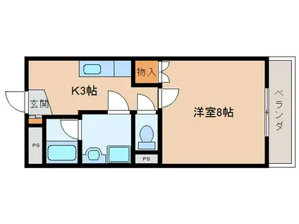 ハイツ中村(1K/3階)の間取り写真