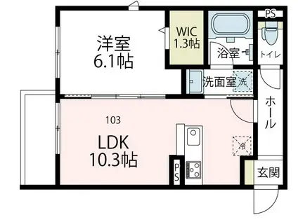 ヴァローレV(1LDK/1階)の間取り写真