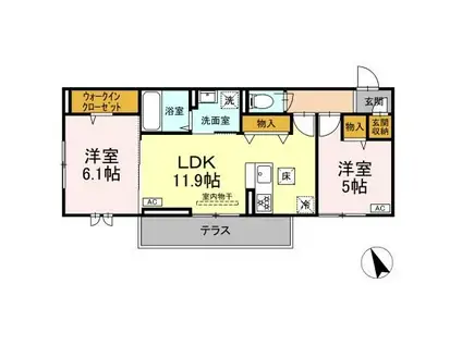 D-ROOM YT(2LDK/1階)の間取り写真