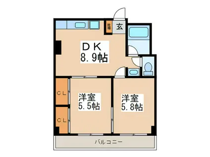 リエス中町(2DK/1階)の間取り写真