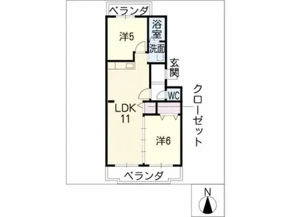 ニューライフ東苑(2LDK/1階)の間取り写真