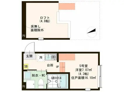 VIVRE 梅島(ワンルーム/2階)の間取り写真