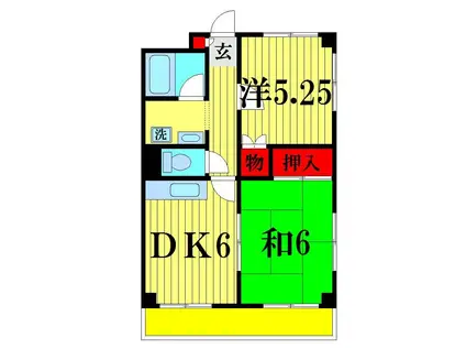ボヌール・シェソワM(2DK/1階)の間取り写真