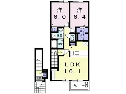 メゾン ドゥ クロシェットII(2LDK/2階)の間取り写真