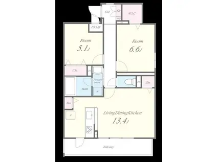 コンフォート結(2LDK/2階)の間取り写真