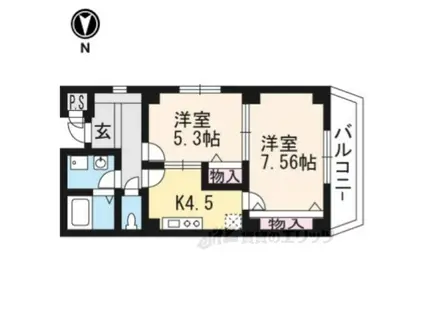 アマデウス西洞院(2K/9階)の間取り写真