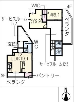 RESIDENCE DE 池下(2SLDK/3階)の間取り写真