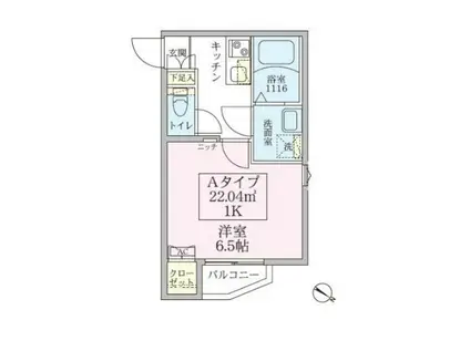 スカイルーチェ浦和(1K/2階)の間取り写真