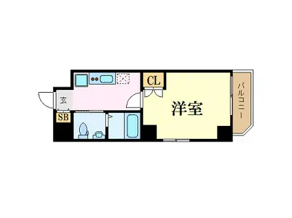 ウイング稲荷町(1K/2階)の間取り写真