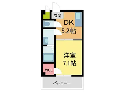 ELEGANTE宝塚(1DK/4階)の間取り写真