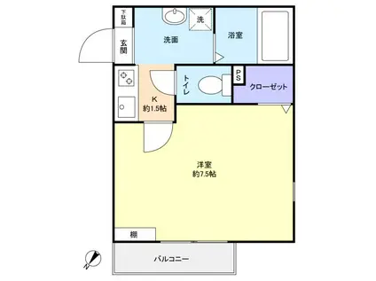 ナーセレ緑が丘(1K/1階)の間取り写真