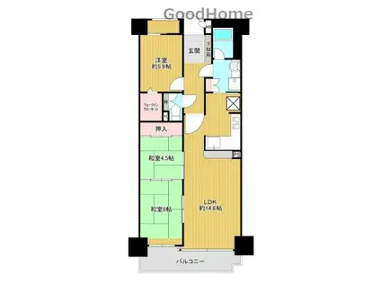 シャルマンコーポ神戸花山(3LDK/1階)の間取り写真