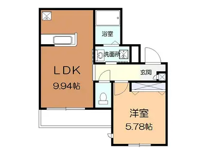 OSCAR AL(1LDK/1階)の間取り写真