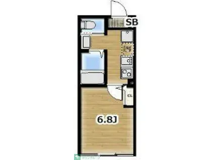 AMBITION岩槻加倉(1K/3階)の間取り写真