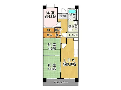 王塚東シティコート(3LDK/4階)の間取り写真