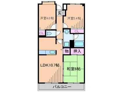 フォンテーヌ綱島(3LDK/2階)の間取り写真