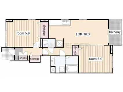 マグノリアY・MII(2LDK/1階)の間取り写真