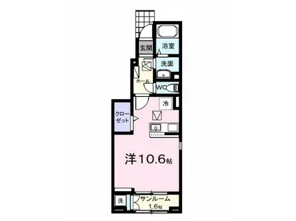 WISTERIA VIII(ワンルーム/1階)の間取り写真