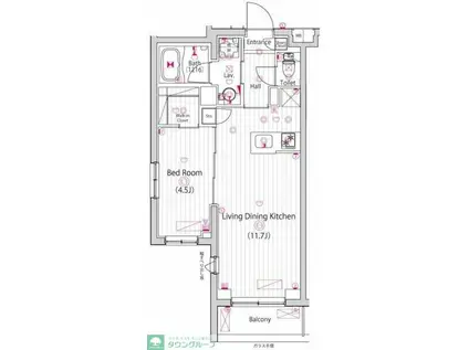 ガーラ・ステーション川崎久地(1LDK/4階)の間取り写真