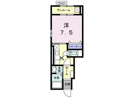 コンフォートXI(1K/1階)の間取り写真