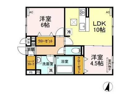 ブレインーゾーンIII(2LDK/1階)の間取り写真