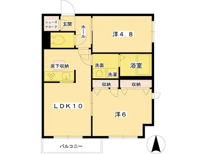 プリムヴェール布田(2LDK/1階)の間取り写真