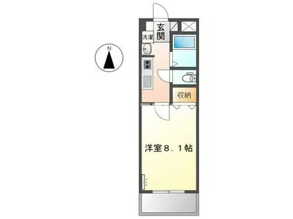 ブルックスキューブ(1K/2階)の間取り写真