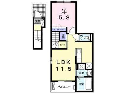 セラーノ(1LDK/2階)の間取り写真