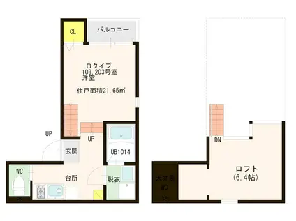 YS クリエイト(1K/2階)の間取り写真