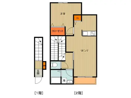コンフォルテS(1LDK/2階)の間取り写真