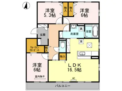 ファミーユ竹の葉(3LDK/1階)の間取り写真