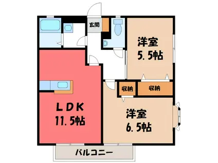 サンパ―ル新島(2LDK/2階)の間取り写真