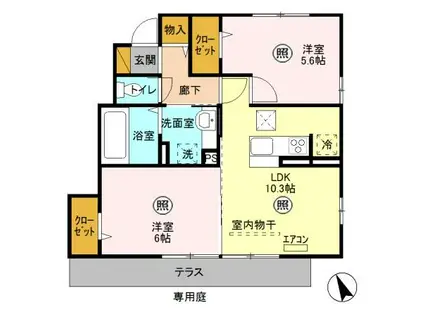 未来樹 参号棟参(2LDK/1階)の間取り写真