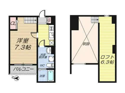 イルカステッロ(1K/2階)の間取り写真