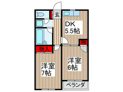 本郷第1マンション(2DK/2階)の間取り写真