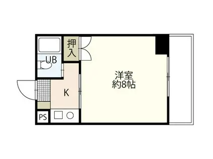 宇品川手ビル(1K/4階)の間取り写真