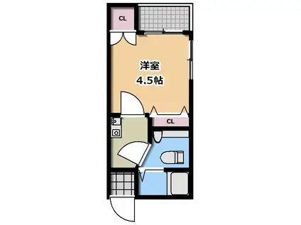 アークハウスII(1K/2階)の間取り写真