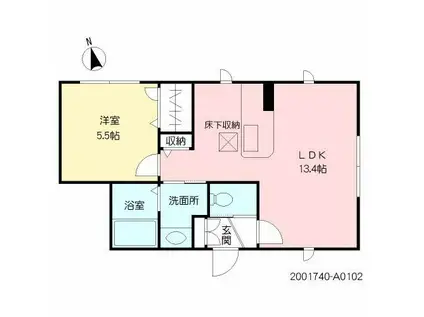 エルカーサ門司港(1LDK/1階)の間取り写真