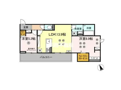 D-ROOM 小郡(2LDK/2階)の間取り写真