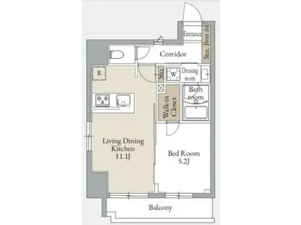 ジオエント上野松が谷(1LDK/8階)の間取り写真