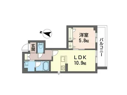 トリコロールK(1LDK/3階)の間取り写真