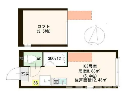 ハーモニーテラス清水町(ワンルーム/1階)の間取り写真