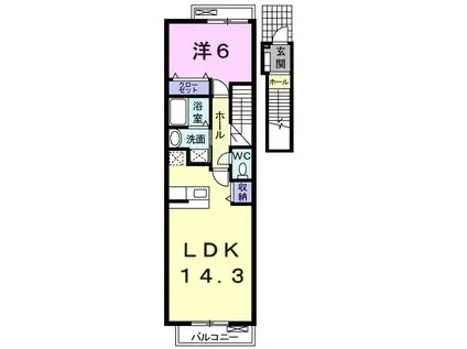 コモドアロッジオI(1LDK/2階)の間取り写真