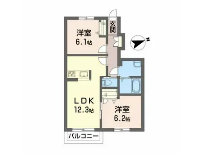 シャーメゾン安達ヶ原A(2LDK/1階)の間取り写真