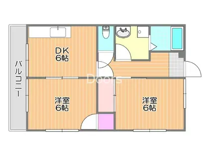 田口コーポII(2DK/2階)の間取り写真