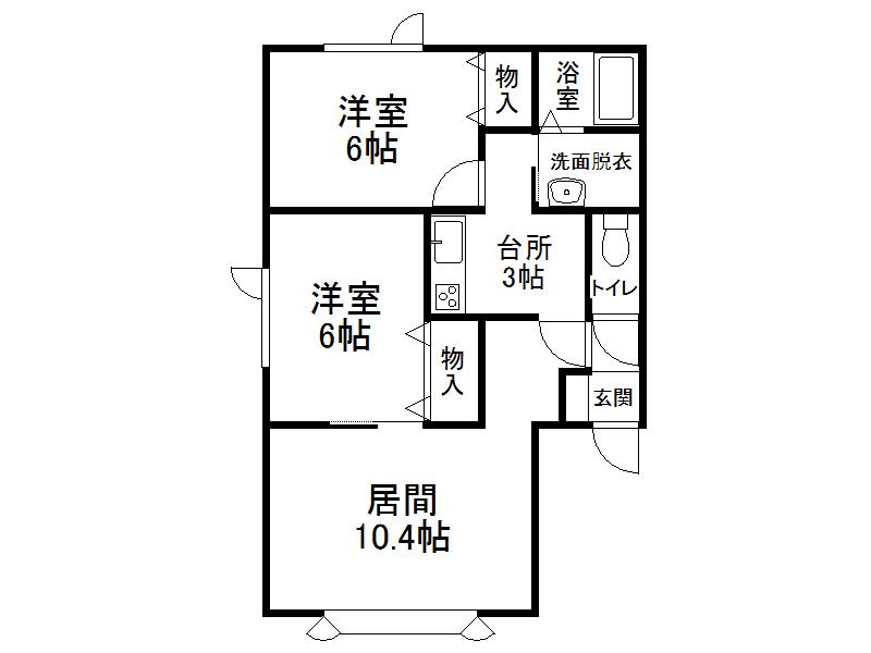 SKハイツ(2LDK/2階)の間取り写真
